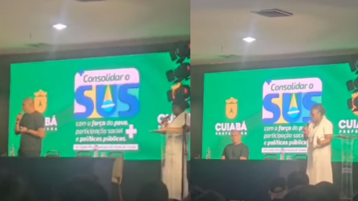 Prefeito de Cuiabá enquadra professora, que se retira de evento sobre saúde pública