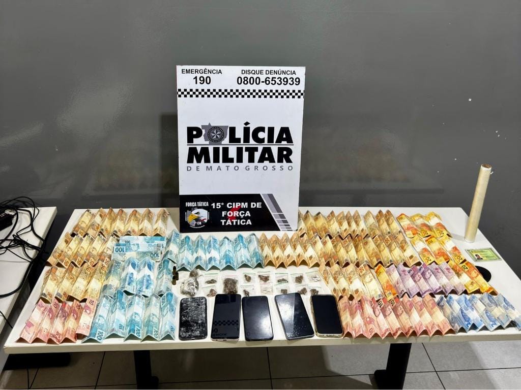 PM prende dois por tráfico, apreende supermaconha e R$ 4,5 mil em dinheiro