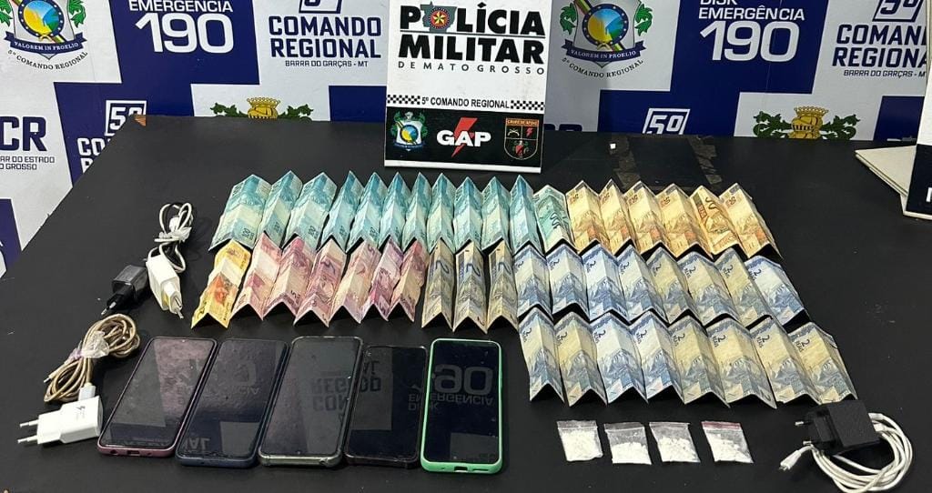 Polícia Militar prende dois traficantes com dinheiro e cocaína