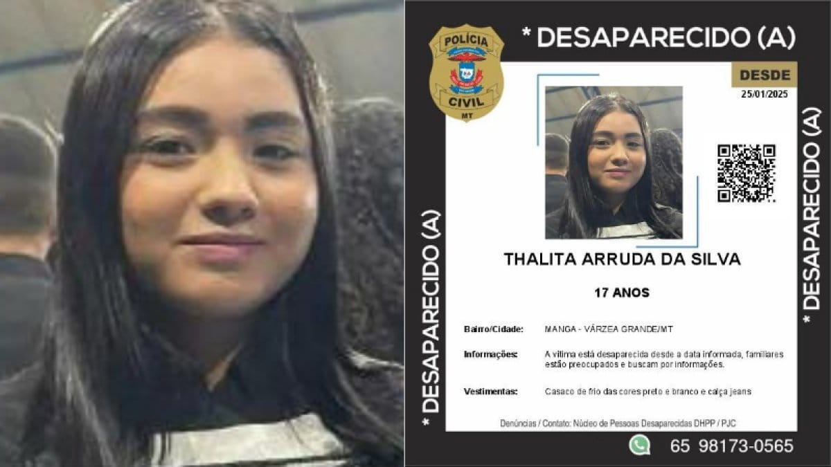 Adolescente de 17 anos está desaparecida há três dias em Várzea Grande