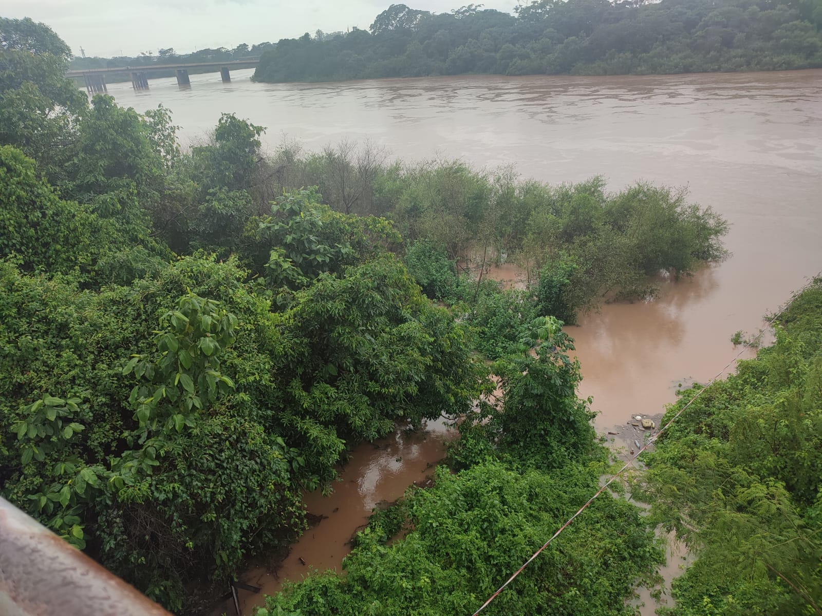 Nível do Rio Cuiabá se aproxima da "cota de atenção";  córrego  transborda e invade residências