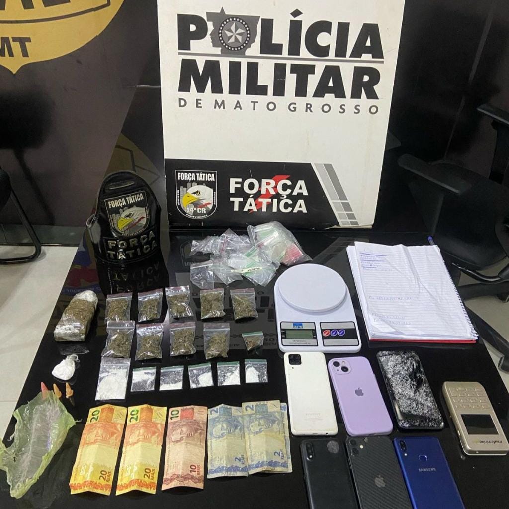 Força Tática conduz quatro suspeitos por tráfico de drogas em Nova Mutum