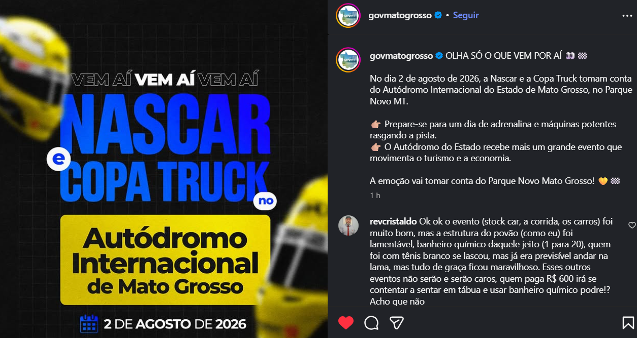 Após elogios, Autódromo de MT receberá etapa da Nascar e Copa Truck em 2026