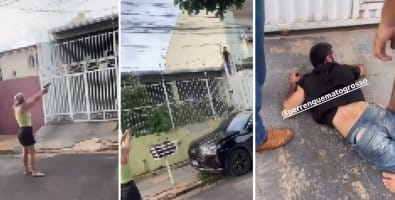 Moradora armada rende ladrão em cima do telhado de residência em Cuiabá