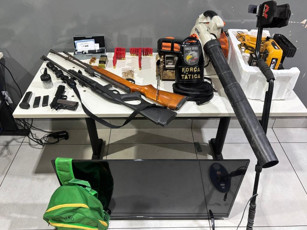 Bandido que roubou chácara em Cuiabá é preso com armas e produtos do crime em VG