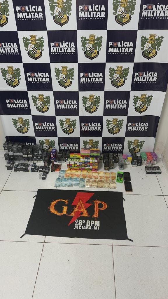 PM prende dupla por contrabando e apreende 397 cigarros eletrônicos em Jaciara