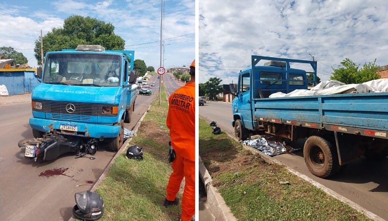 Motociclista de aplicativo morre e passageira fica ferida após batida contra caminhão em VG