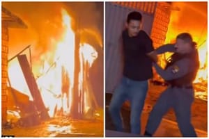 Homem é preso após agredir esposa e incendiar casa da família; veja vídeo