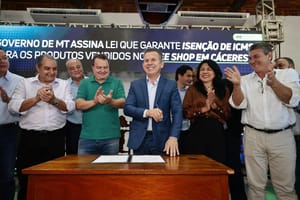 Governador sanciona lei e afirma que Free Shop vai dar "impulso novo" para a região Oeste de MT