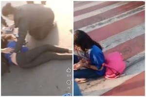Estudantes são atropeladas na faixa de pedestres em frente de escola em Várzea Grande