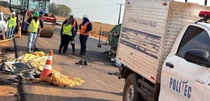 Três trabalhadores morrem atropelados por rolo compressor em obras de duplicação da 163