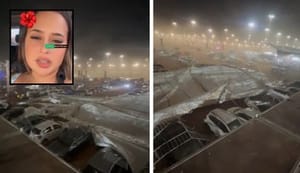 Empresária diz que teve braço quebrado após cobertura de arquibancada “voar”