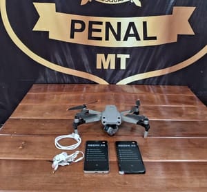 Policiais Penais abatem drone com celulares sobrevoando penitenciária em MT